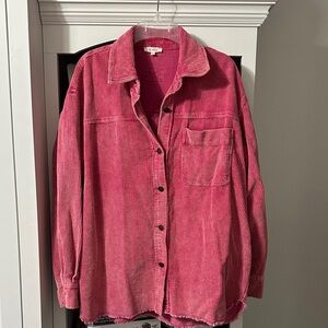 Pink Corduroy Button-Up Shirt